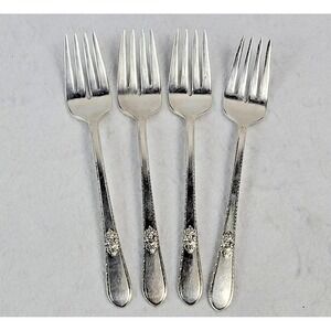 1847 Rogers Bros Adoration Lot of 4 Salad Forks International Silver‎ Plate